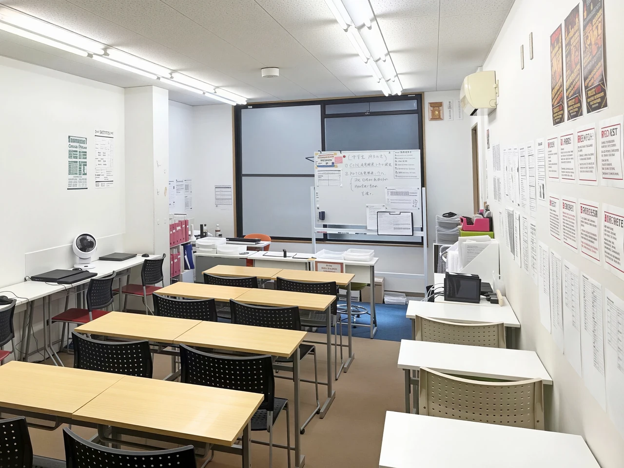 個個塾の教室内。机と椅子が並ぶ学習スペース